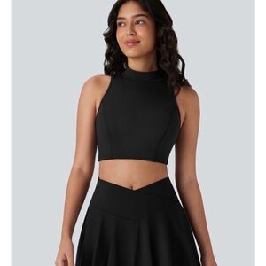 HALARA SoftlyZero™ QuickDry Cut Out Stand Collar Skinny Cropped Tennis Tank Top